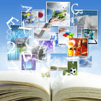 open a book with streaming images